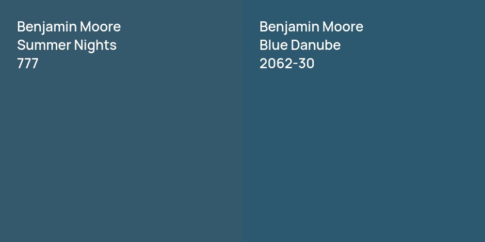 Benjamin Moore Summer Nights vs. Benjamin Moore Blue Danube