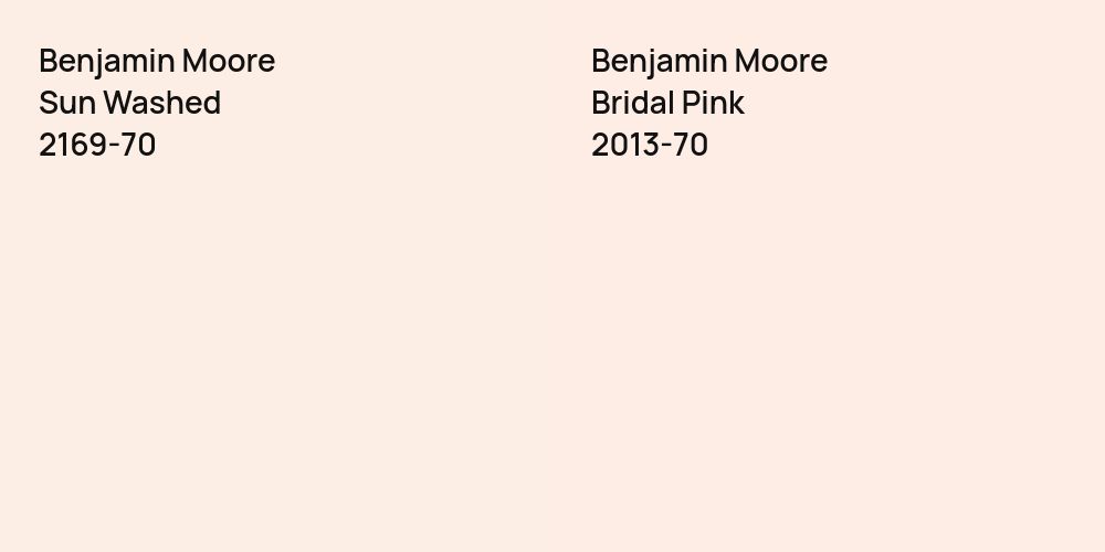 Benjamin Moore Sun Washed vs. Benjamin Moore Bridal Pink