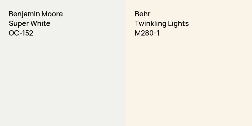 Benjamin Moore Super White vs. Behr Twinkling Lights