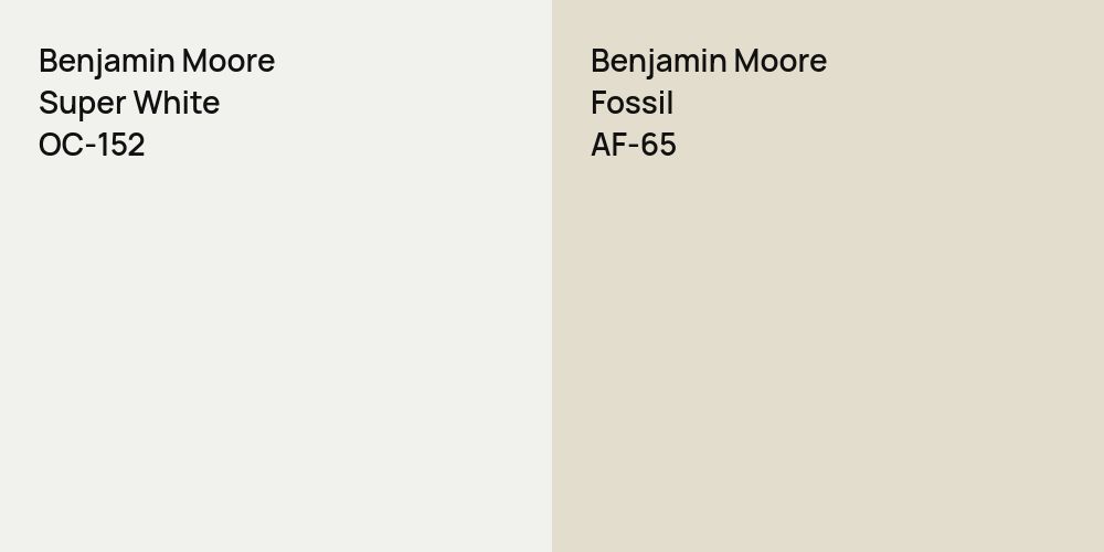 Benjamin Moore Super White vs. Benjamin Moore Fossil