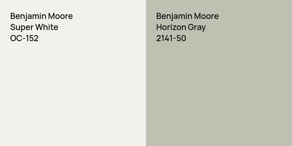 Benjamin Moore Super White vs. Benjamin Moore Horizon Gray