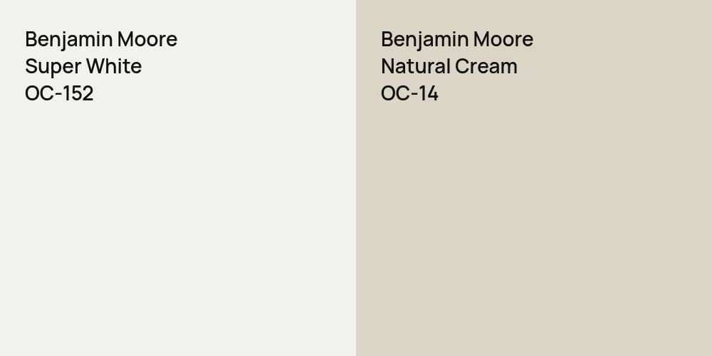 Benjamin Moore Super White vs. Benjamin Moore Natural Cream