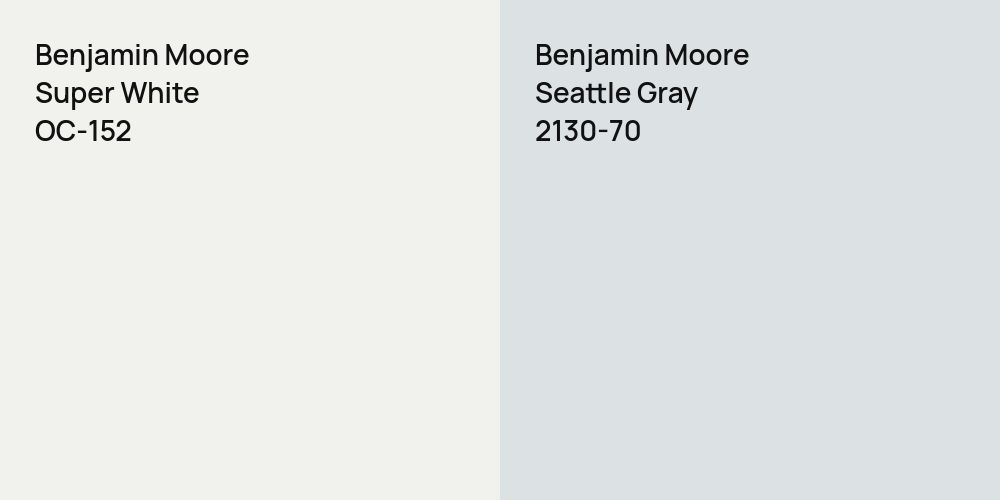 Benjamin Moore Super White vs. Benjamin Moore Seattle Gray