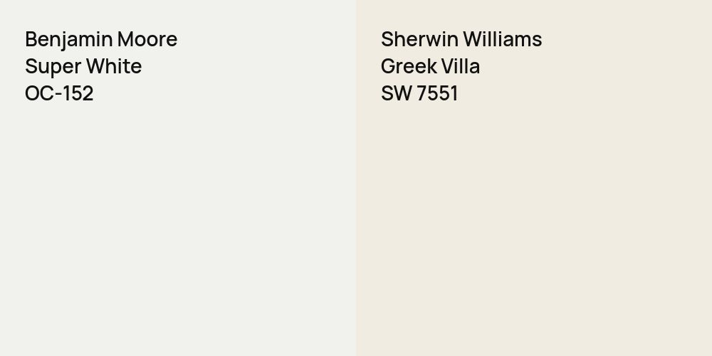 Benjamin Moore Super White vs. Sherwin Williams Greek Villa