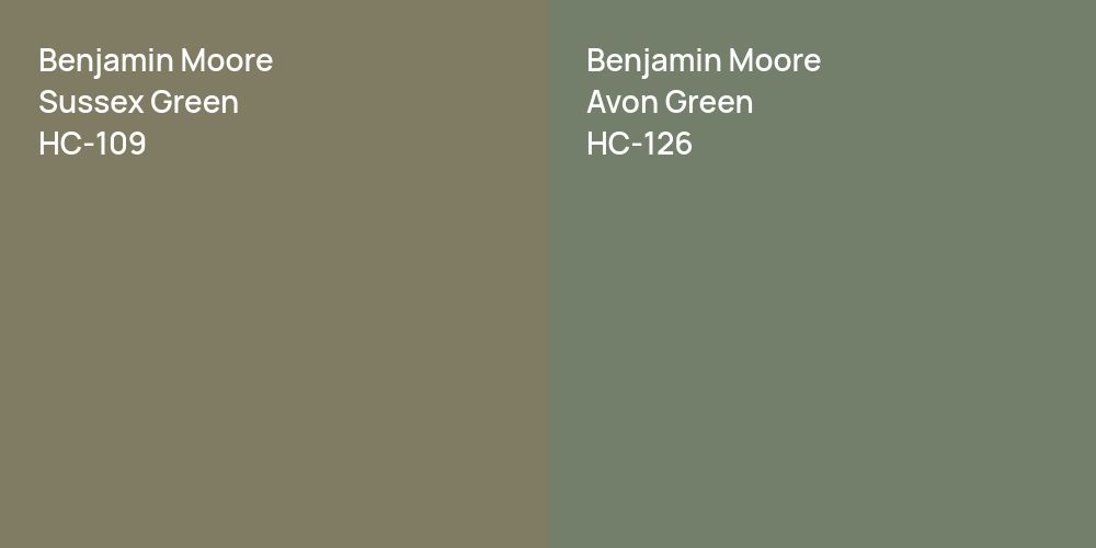 Benjamin Moore Sussex Green vs. Benjamin Moore Avon Green