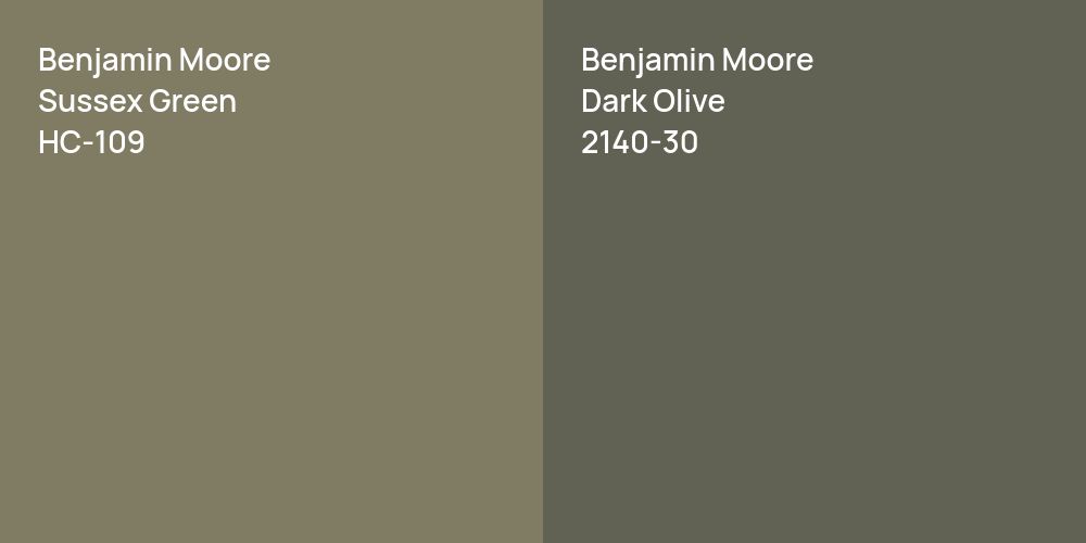 Benjamin Moore Sussex Green vs. Benjamin Moore Dark Olive