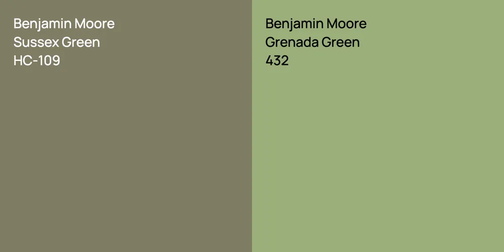 Benjamin Moore Sussex Green vs. Benjamin Moore Grenada Green