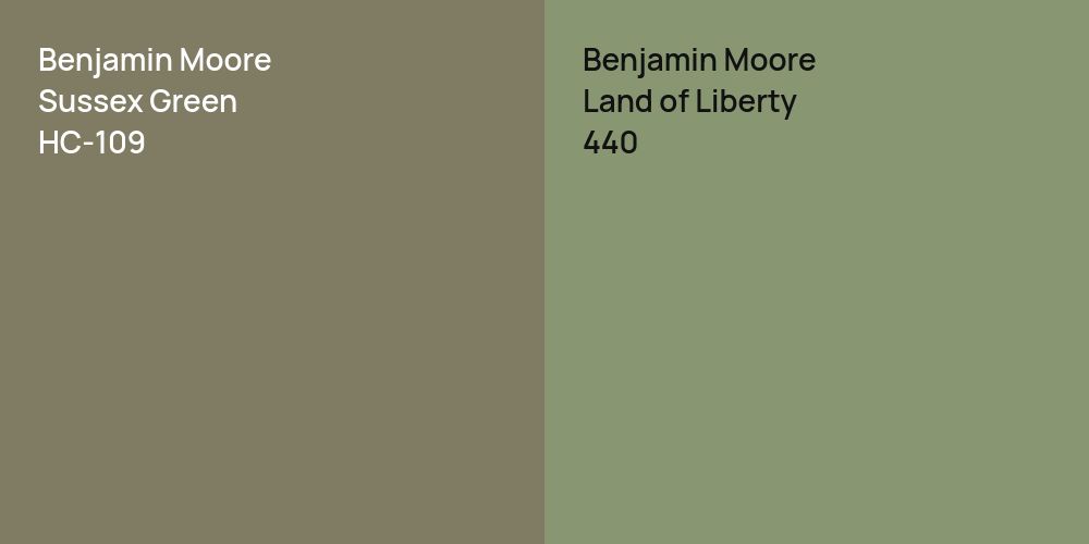 Benjamin Moore Sussex Green vs. Benjamin Moore Land of Liberty