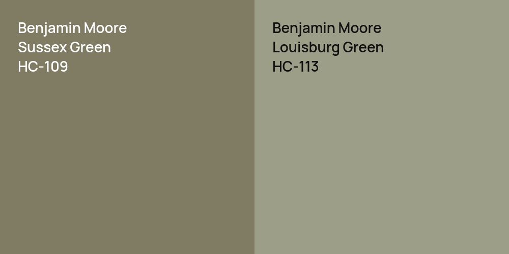 Benjamin Moore Sussex Green vs. Benjamin Moore Louisburg Green