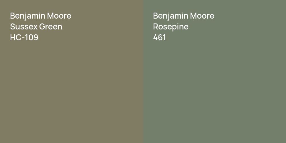 Benjamin Moore Sussex Green vs. Benjamin Moore Rosepine