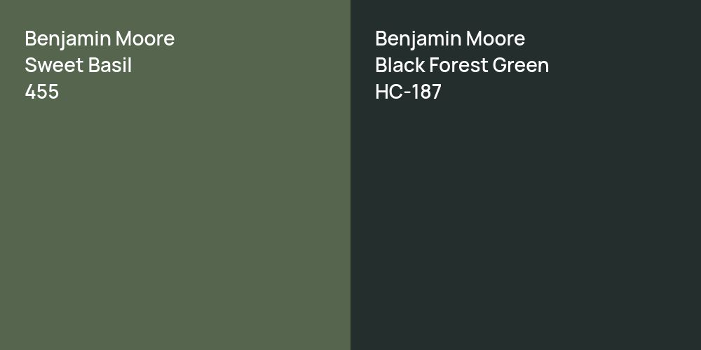 Benjamin Moore Sweet Basil vs. Benjamin Moore Black Forest Green