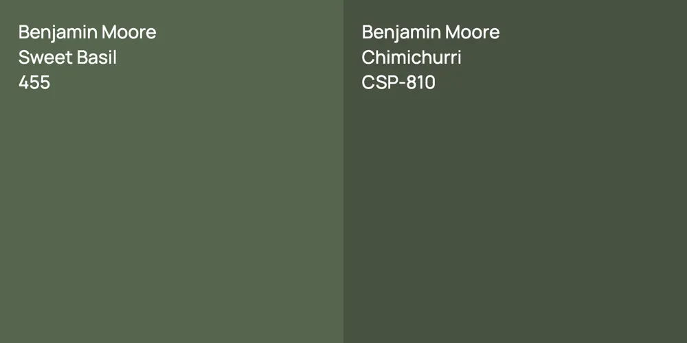 Benjamin Moore Sweet Basil vs. Benjamin Moore Chimichurri