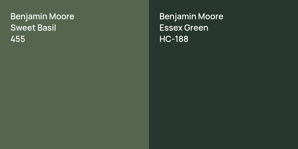 Benjamin Moore Sweet Basil vs. Benjamin Moore Essex Green