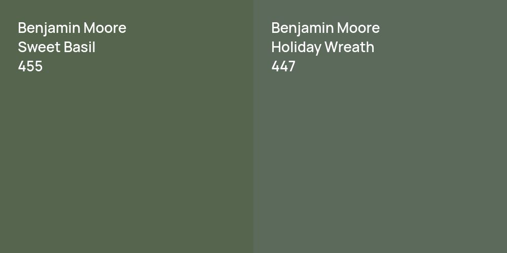 Benjamin Moore Sweet Basil vs. Benjamin Moore Holiday Wreath