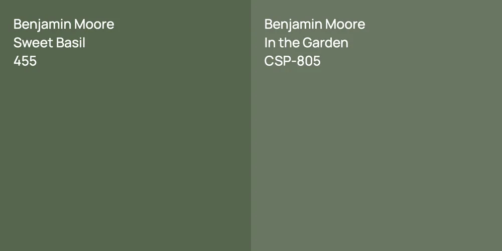 Benjamin Moore Sweet Basil vs. Benjamin Moore In the Garden