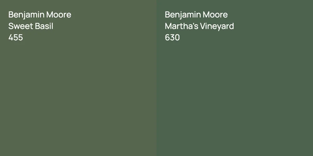 Benjamin Moore Sweet Basil vs. Benjamin Moore Martha's Vineyard