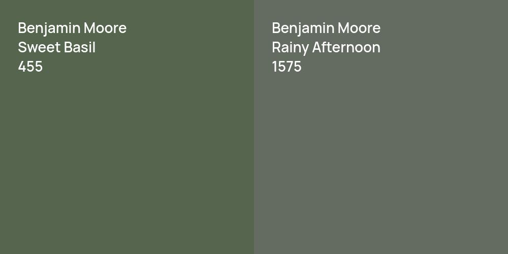 Benjamin Moore Sweet Basil vs. Benjamin Moore Rainy Afternoon