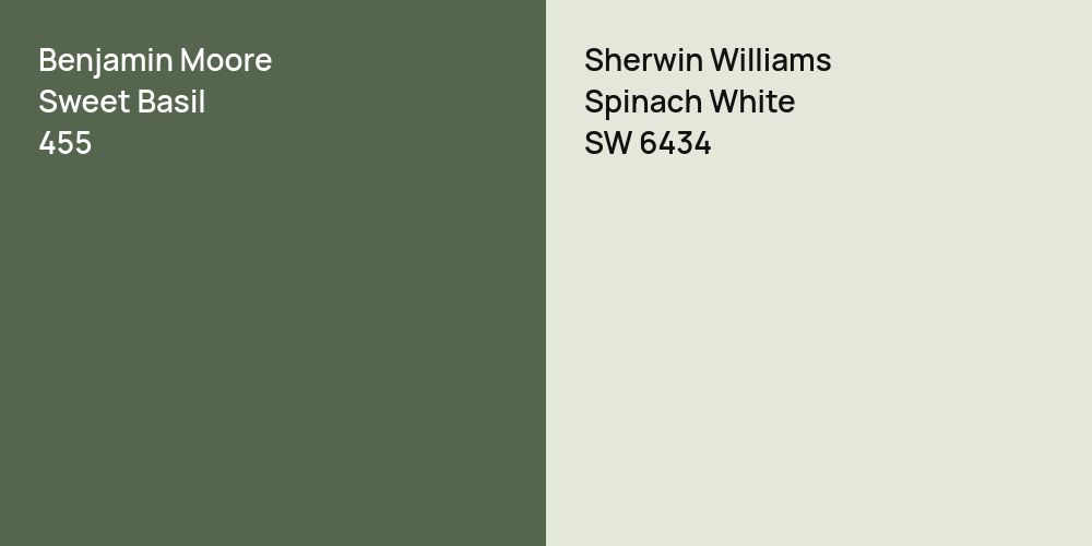 Benjamin Moore Sweet Basil vs. Sherwin Williams Spinach White