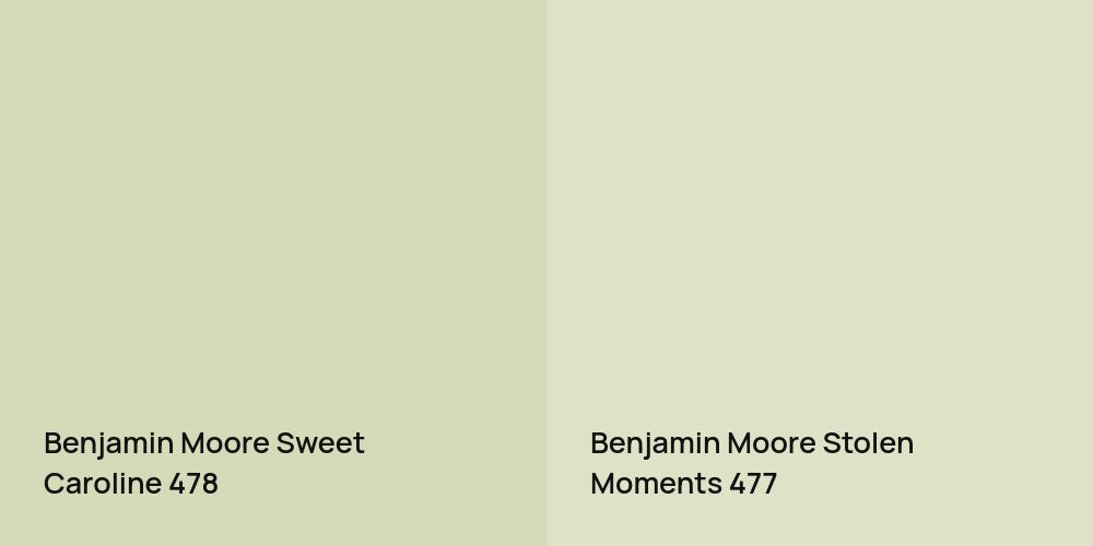 Benjamin Moore Sweet Caroline vs. Benjamin Moore Stolen Moments