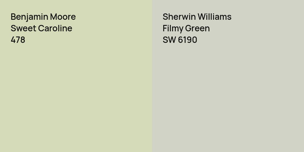 Benjamin Moore Sweet Caroline vs. Sherwin Williams Filmy Green