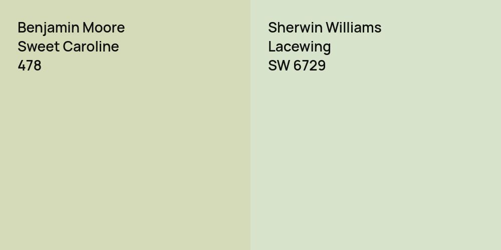 Benjamin Moore Sweet Caroline vs. Sherwin Williams Lacewing