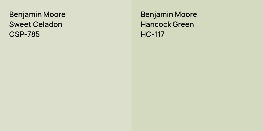 Benjamin Moore Sweet Celadon vs. Benjamin Moore Hancock Green