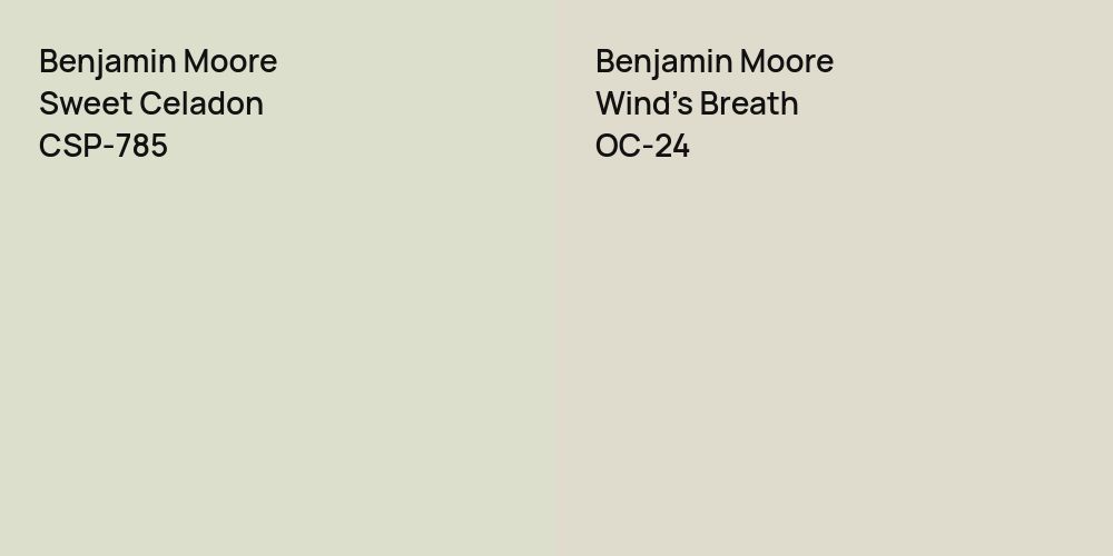 Benjamin Moore Sweet Celadon vs. Benjamin Moore Wind's Breath