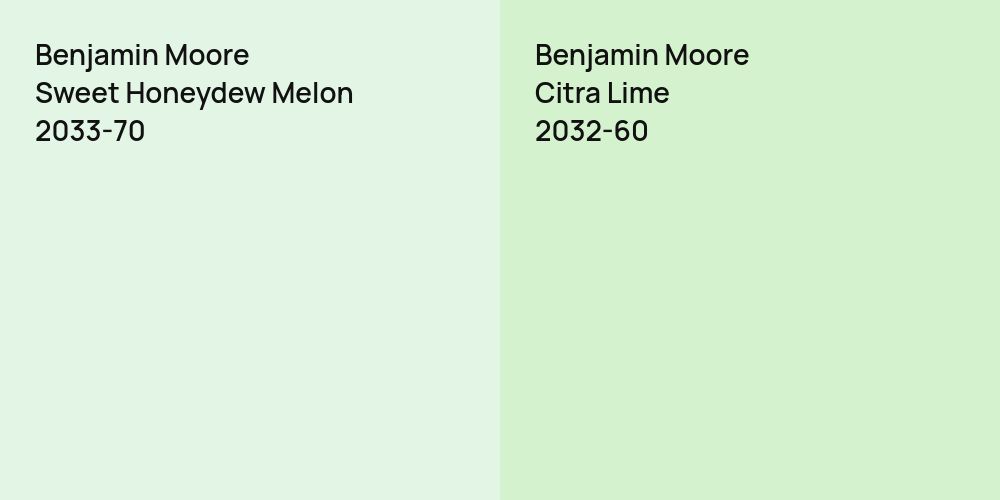 Benjamin Moore Sweet Honeydew Melon vs. Benjamin Moore Citra Lime