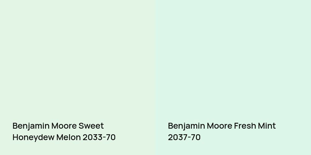 Benjamin Moore Sweet Honeydew Melon vs. Benjamin Moore Fresh Mint