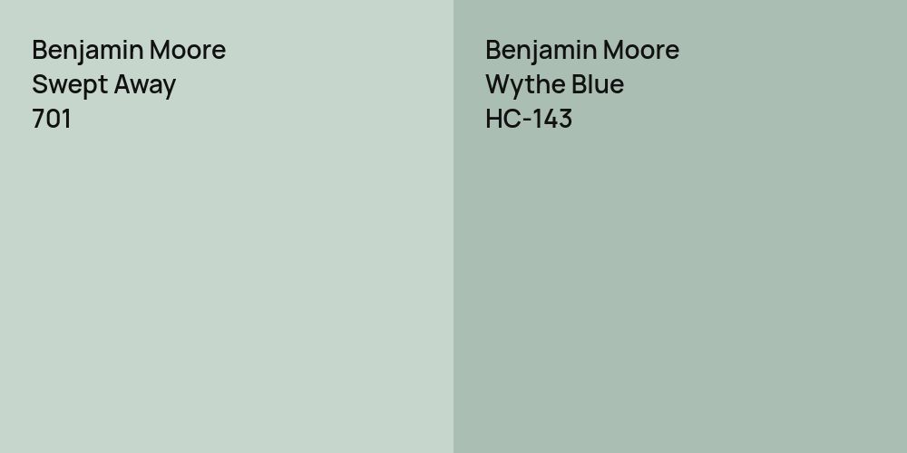 Benjamin Moore Swept Away vs. Benjamin Moore Wythe Blue