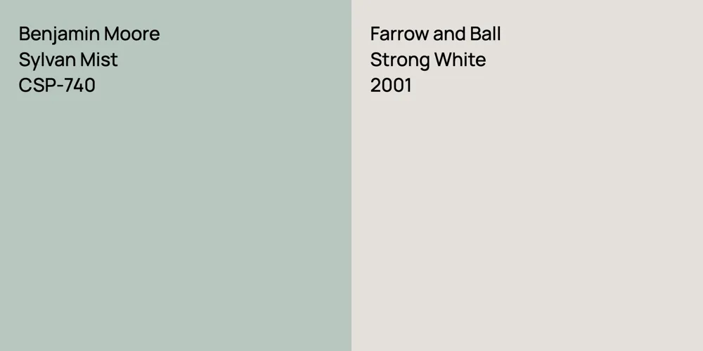 Benjamin Moore Sylvan Mist vs. Farrow and Ball Strong White