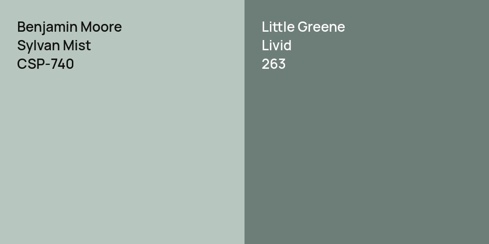 Benjamin Moore Sylvan Mist vs. Little Greene Livid