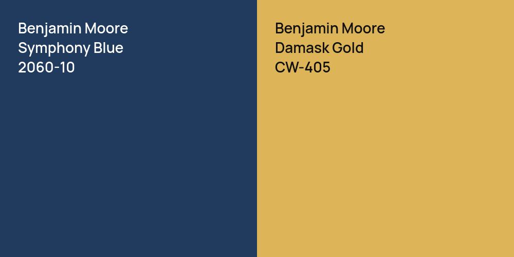 Benjamin Moore Symphony Blue vs. Benjamin Moore Damask Gold