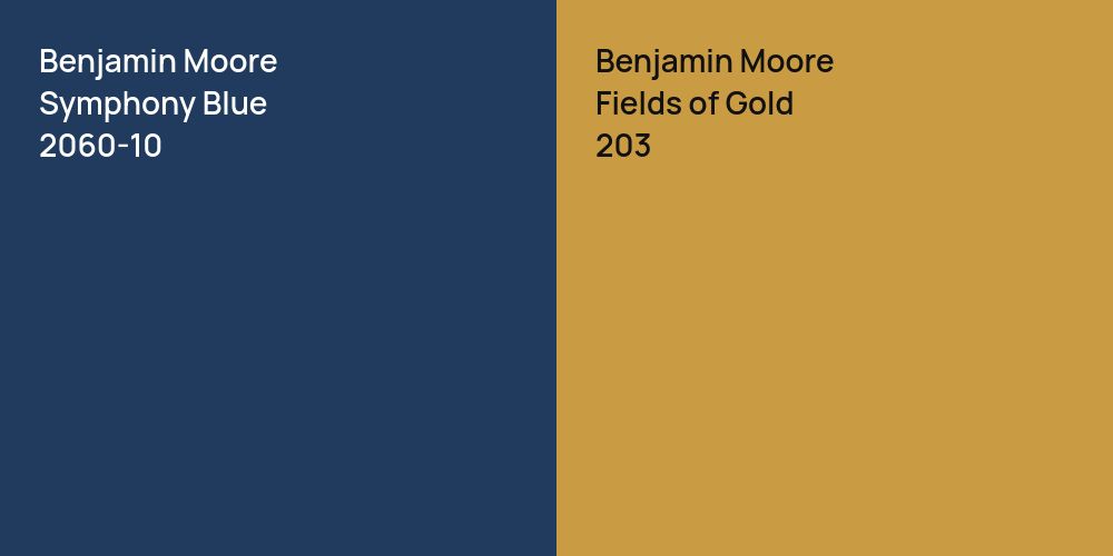 Benjamin Moore Symphony Blue vs. Benjamin Moore Fields of Gold