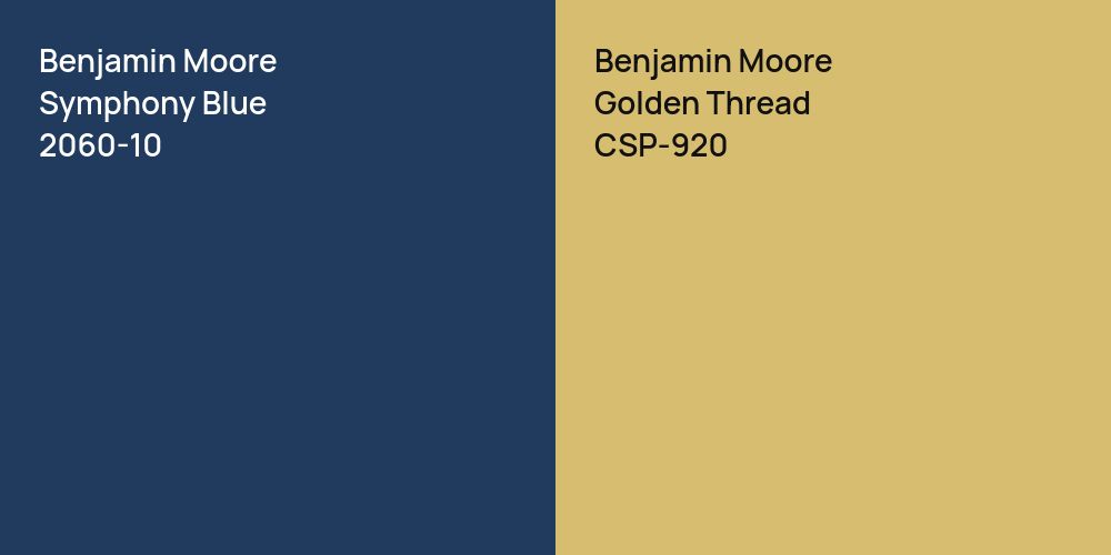 Benjamin Moore Symphony Blue vs. Benjamin Moore Golden Thread