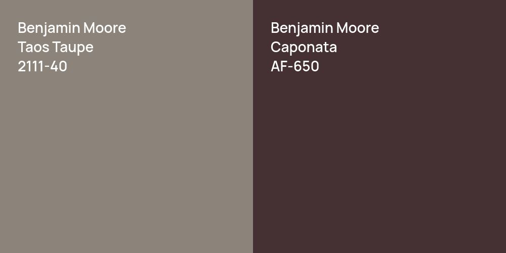 Benjamin Moore Taos Taupe vs. Benjamin Moore Caponata