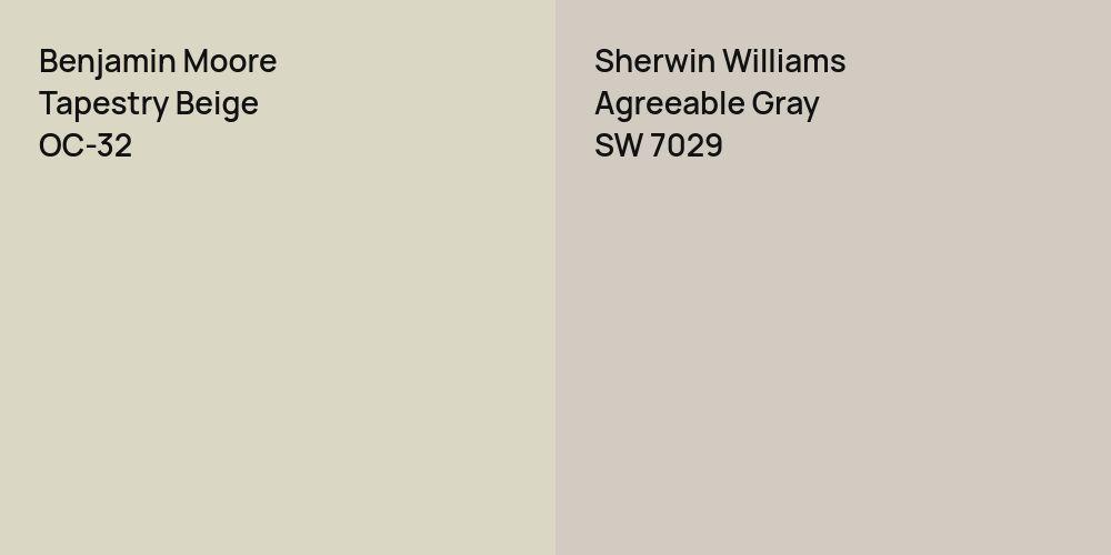 Benjamin Moore Tapestry Beige vs. Sherwin Williams Agreeable Gray