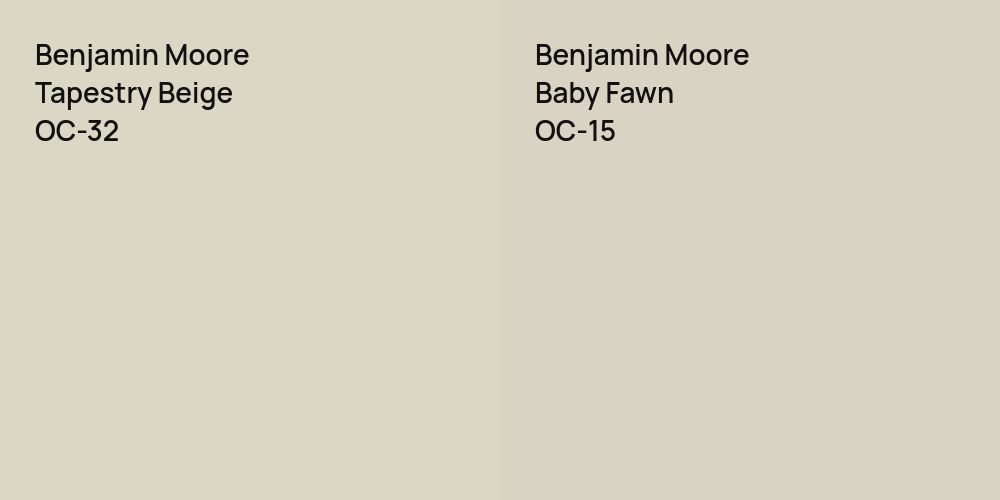 Benjamin Moore Tapestry Beige vs. Benjamin Moore Baby Fawn