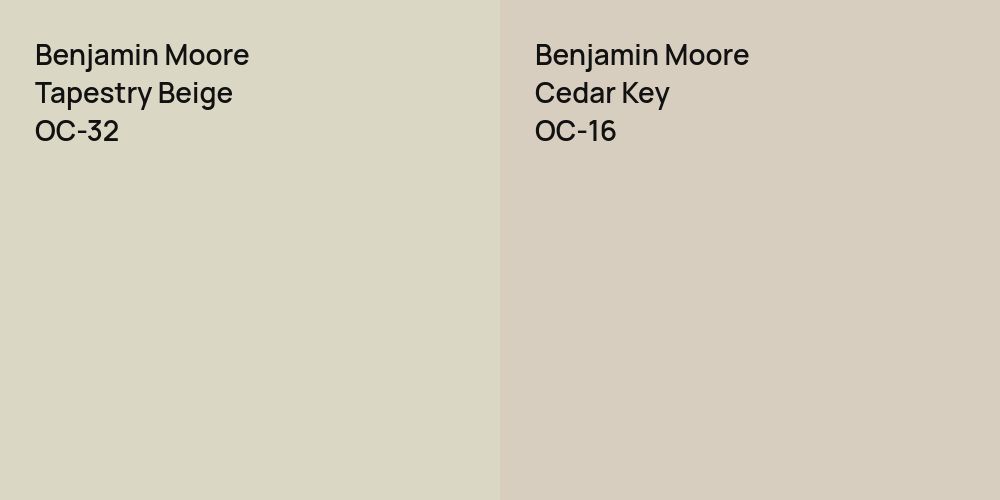 Benjamin Moore Tapestry Beige vs. Benjamin Moore Cedar Key