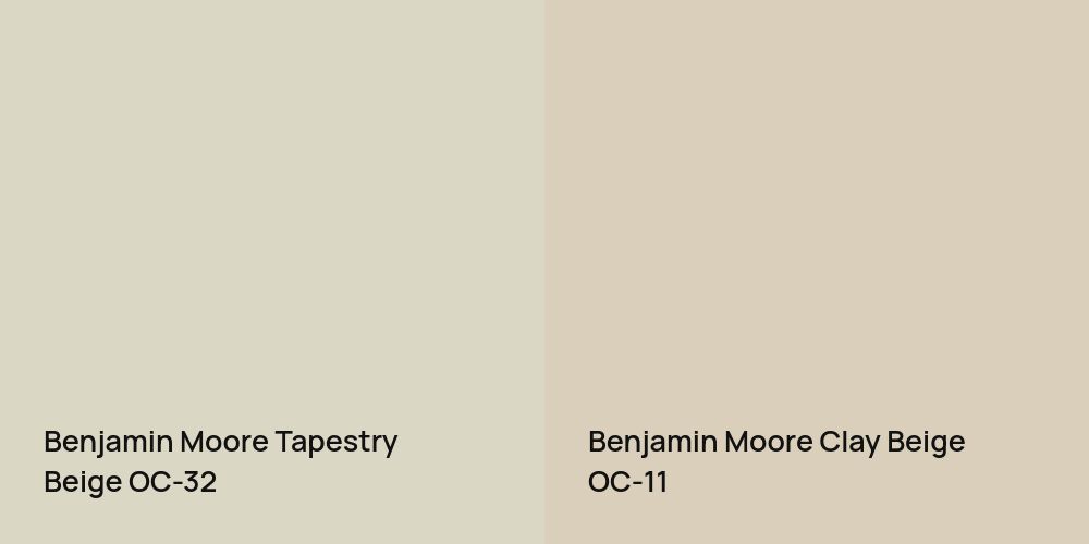 Benjamin Moore Tapestry Beige vs. Benjamin Moore Clay Beige