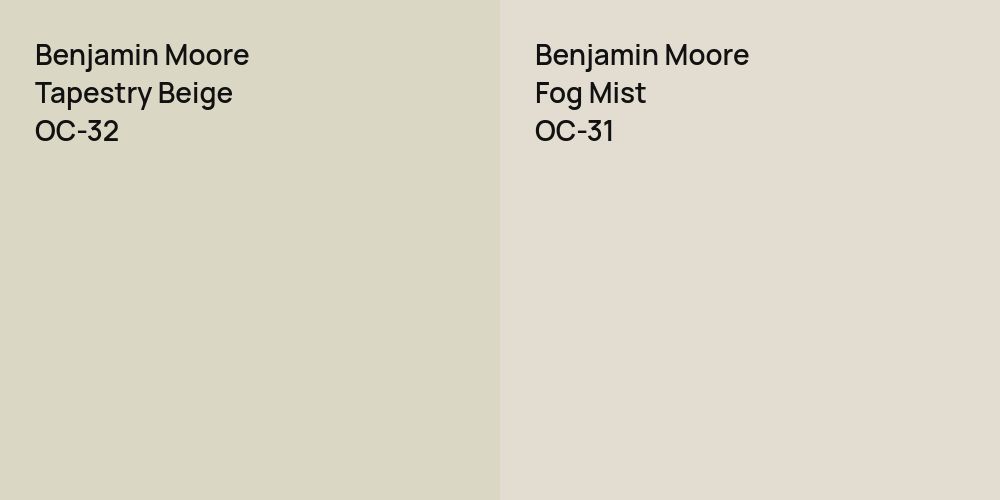 Benjamin Moore Tapestry Beige vs. Benjamin Moore Fog Mist