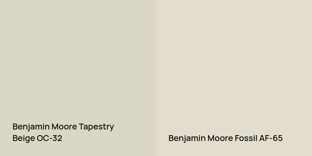 Benjamin Moore Tapestry Beige vs. Benjamin Moore Fossil