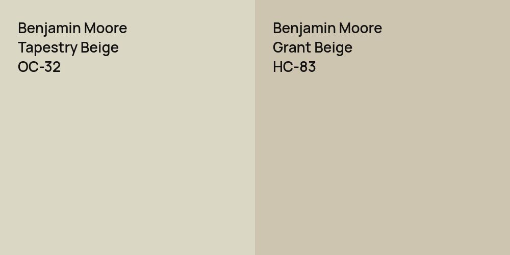 Benjamin Moore Tapestry Beige vs. Benjamin Moore Grant Beige