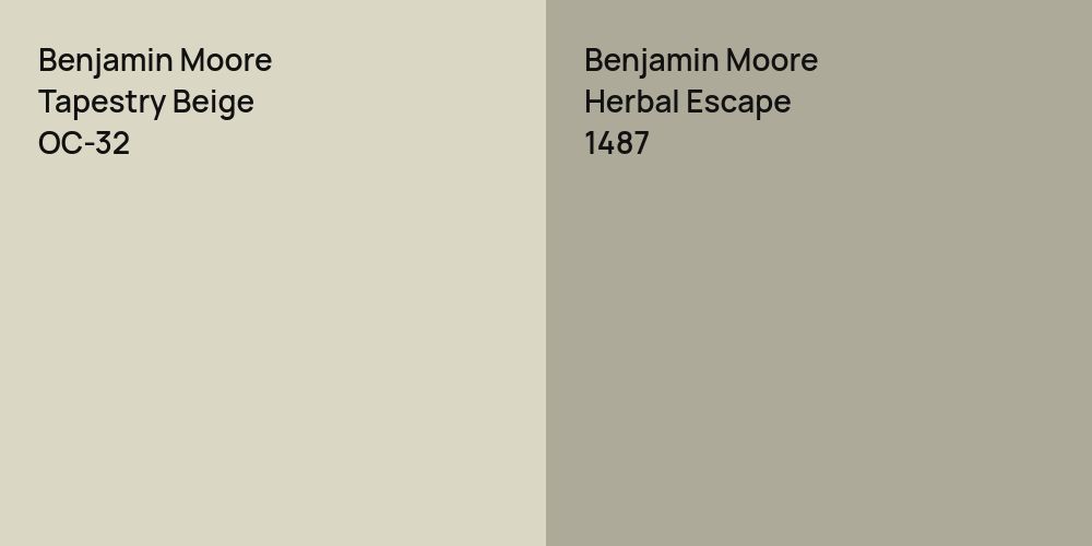 Benjamin Moore Tapestry Beige vs. Benjamin Moore Herbal Escape