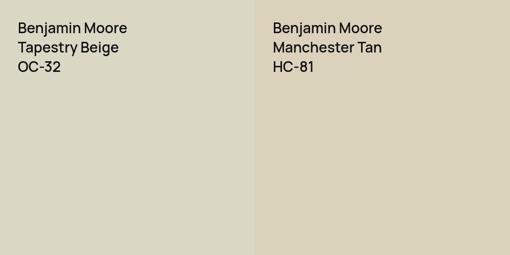 Benjamin Moore Tapestry Beige vs. Benjamin Moore Manchester Tan