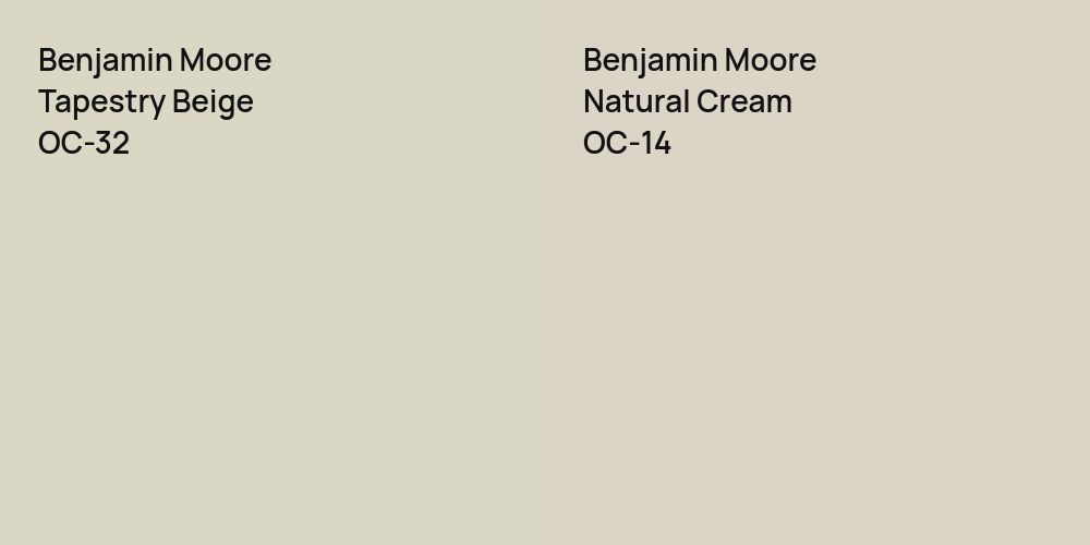 Benjamin Moore Tapestry Beige vs. Benjamin Moore Natural Cream