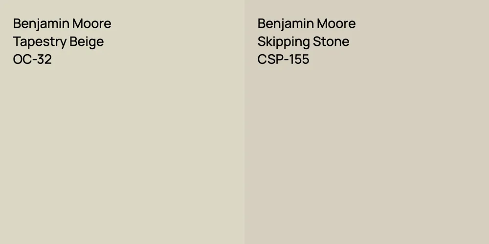 Benjamin Moore Tapestry Beige vs. Benjamin Moore Skipping Stone