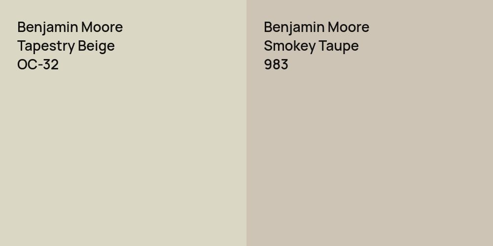 Benjamin Moore Tapestry Beige vs. Benjamin Moore Smokey Taupe