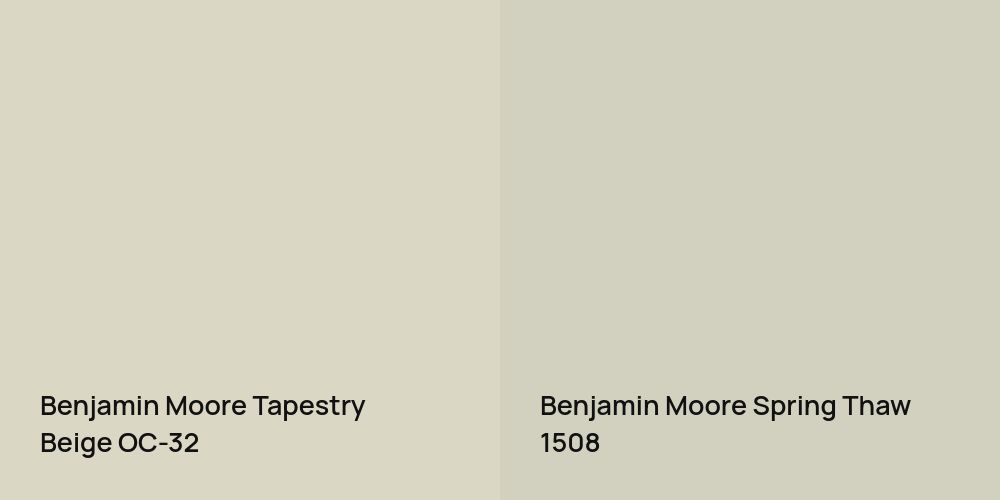 Benjamin Moore Tapestry Beige vs. Benjamin Moore Spring Thaw