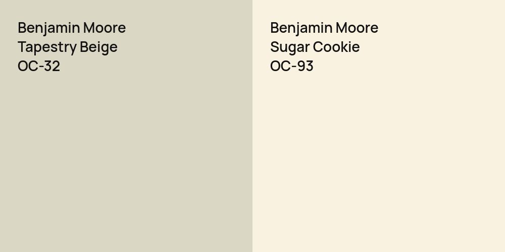 Benjamin Moore Tapestry Beige vs. Benjamin Moore Sugar Cookie